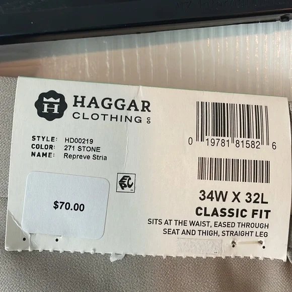 New With Tags Haggar Stone Dress Pants 34W/32L Smoke free home - Picture 5 of 5